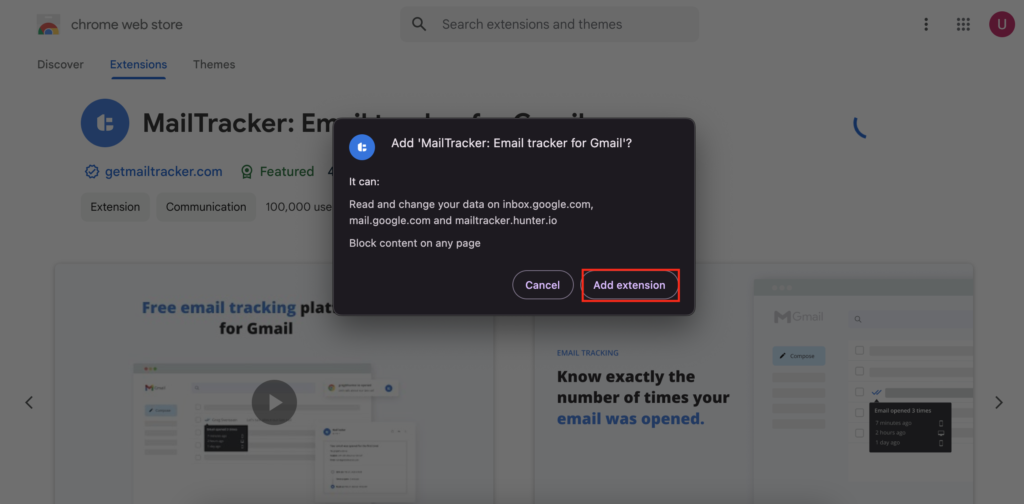 Add Mailtracker Extension