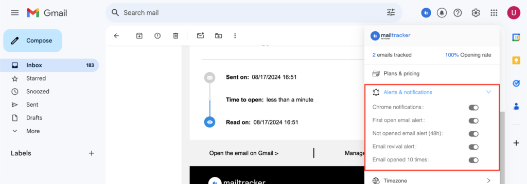 Mailtracker Alerts