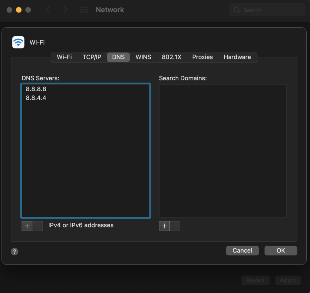 Change DNS on Mac